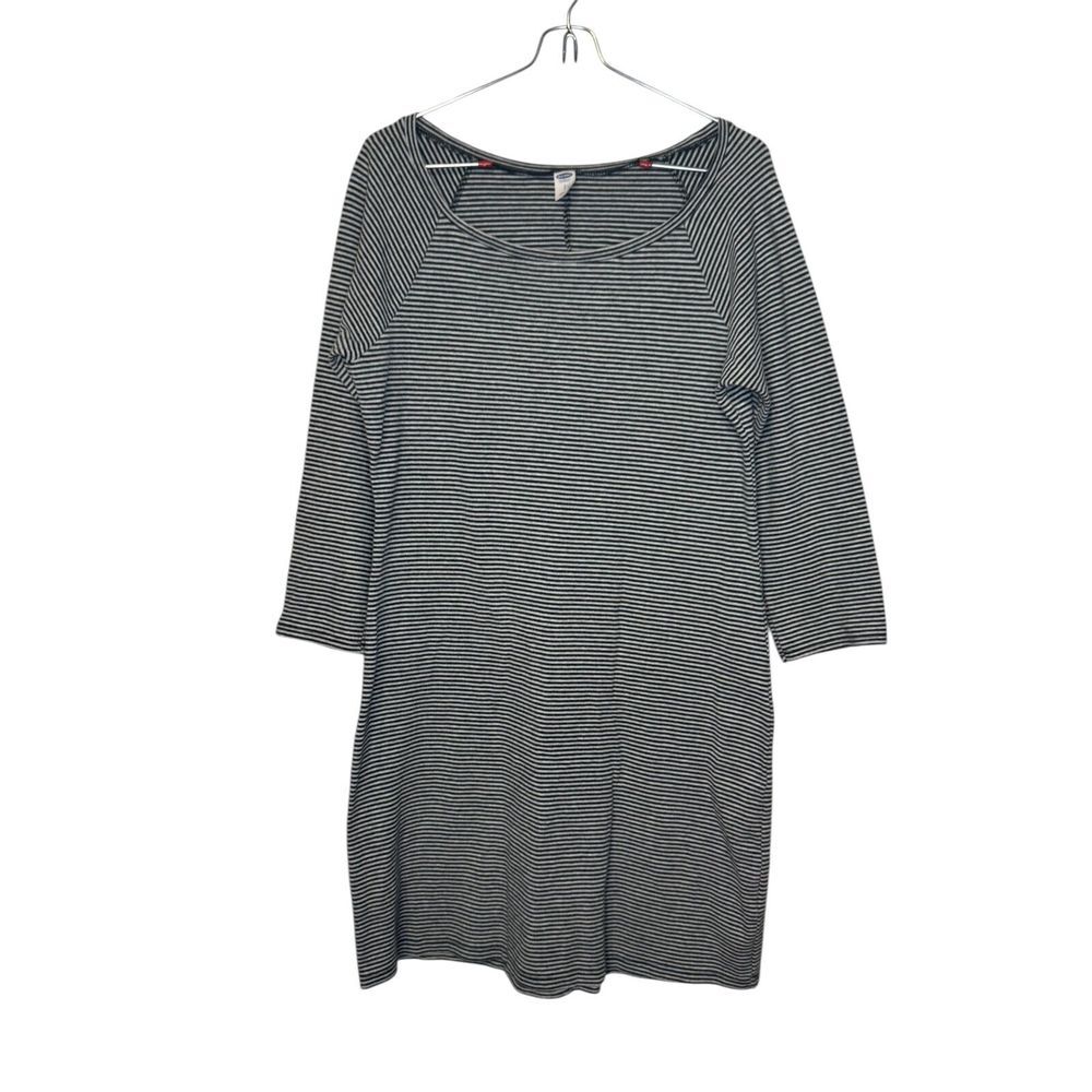 Old Navy Women's Sweater Dress Striped Boat Neck 3/4 Sleeve Gray/Black Small P